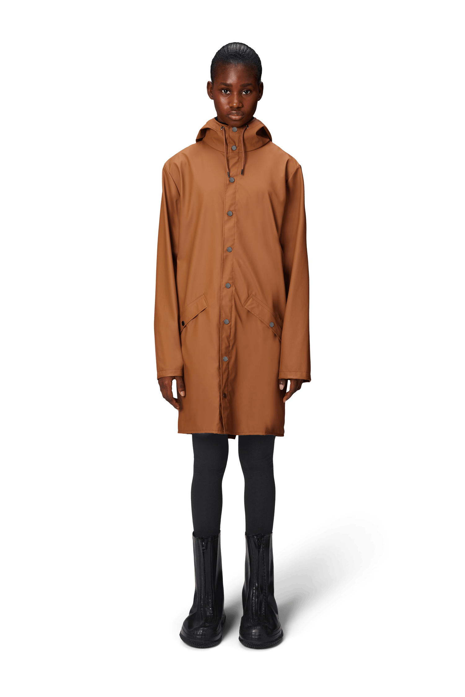 RAINS Lange Jacke Schwarz