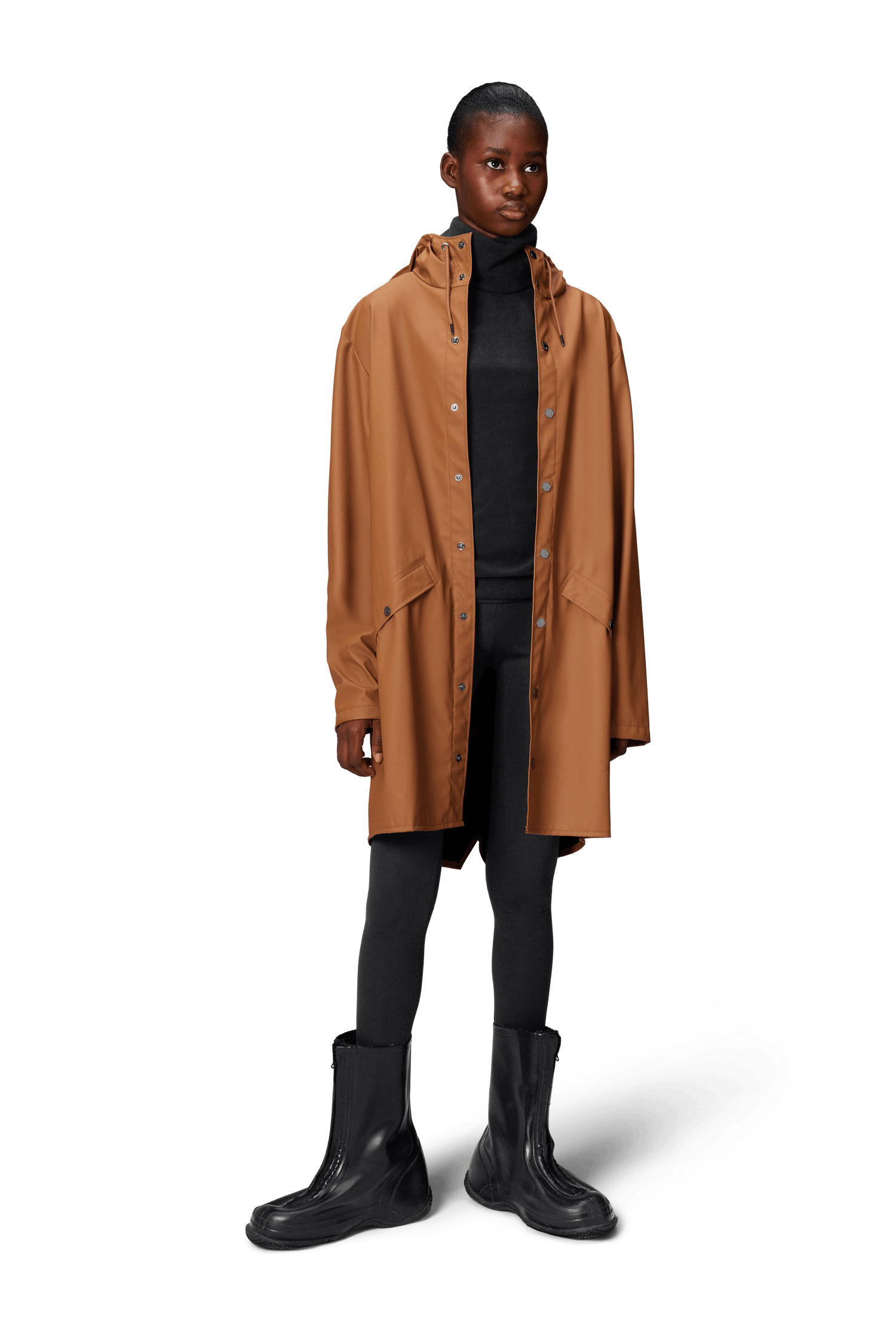 RAINS Lange Jacke Schwarz