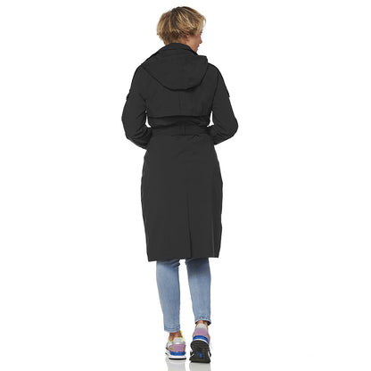 Happy Rainy Days Trench Coat Long Zipper Women Brooklyn Black