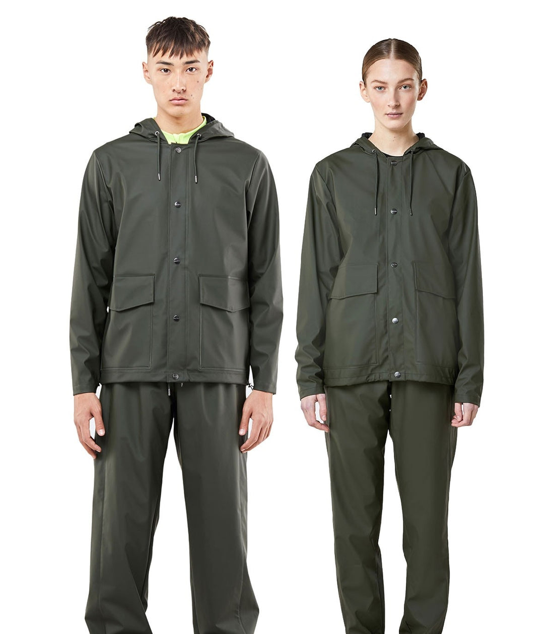 rains-short-hooded-coat-groen